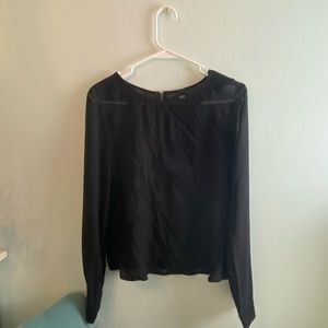 Long Sleeve Blouse with Sheer Panels